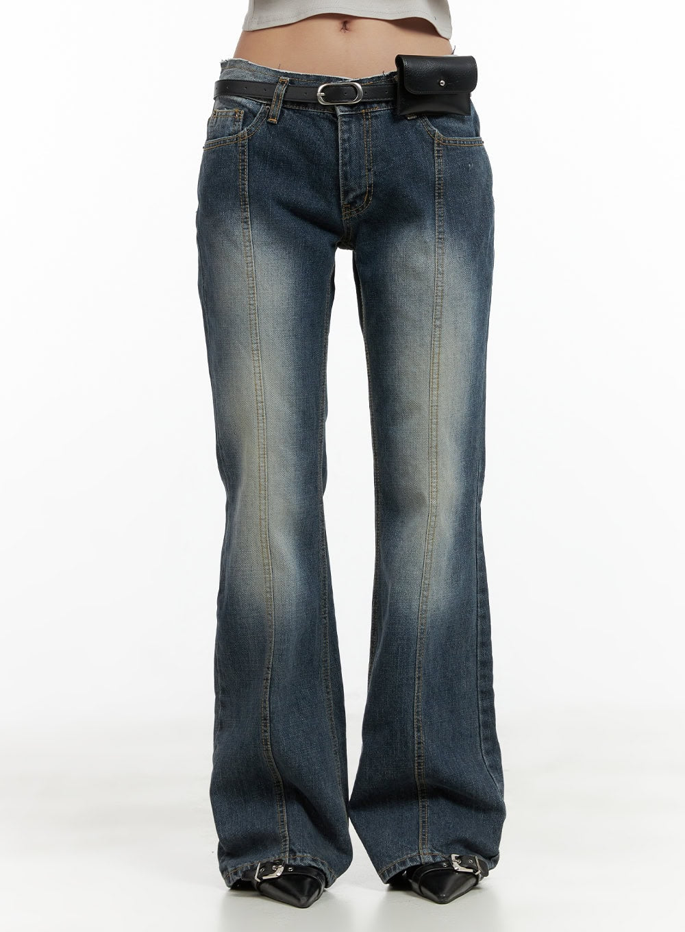 Low Rise Front Seam Bootcut Jeans CL417