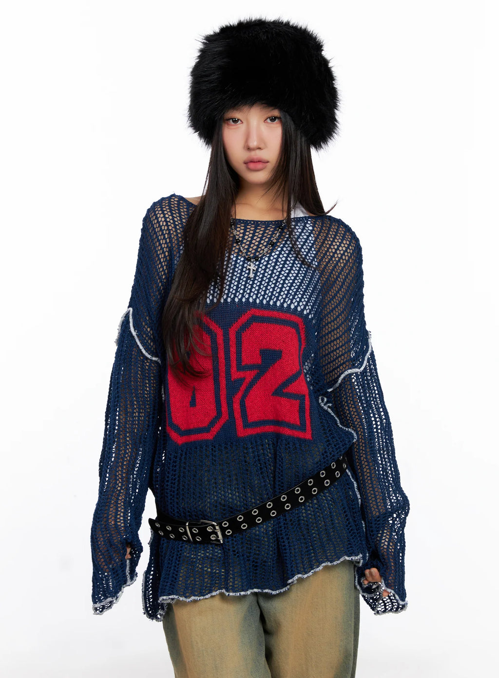 Mesh Knit Loose Fit Sweater CO515