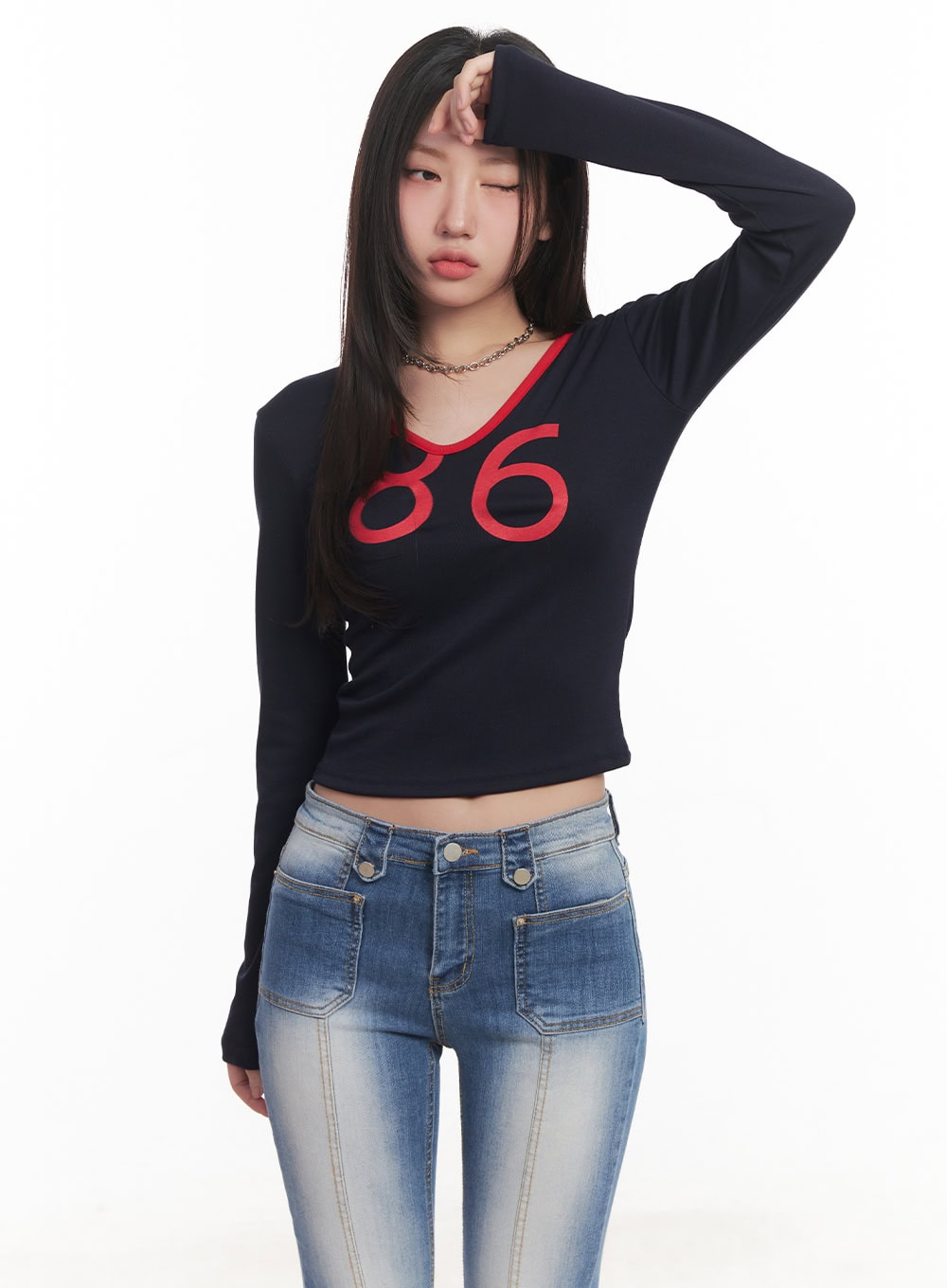 Casual Long-Sleeve Crop Top CA530