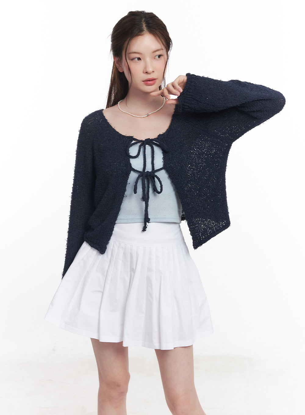 Ribbon-Tie Loose-Fit Cardigan CY519