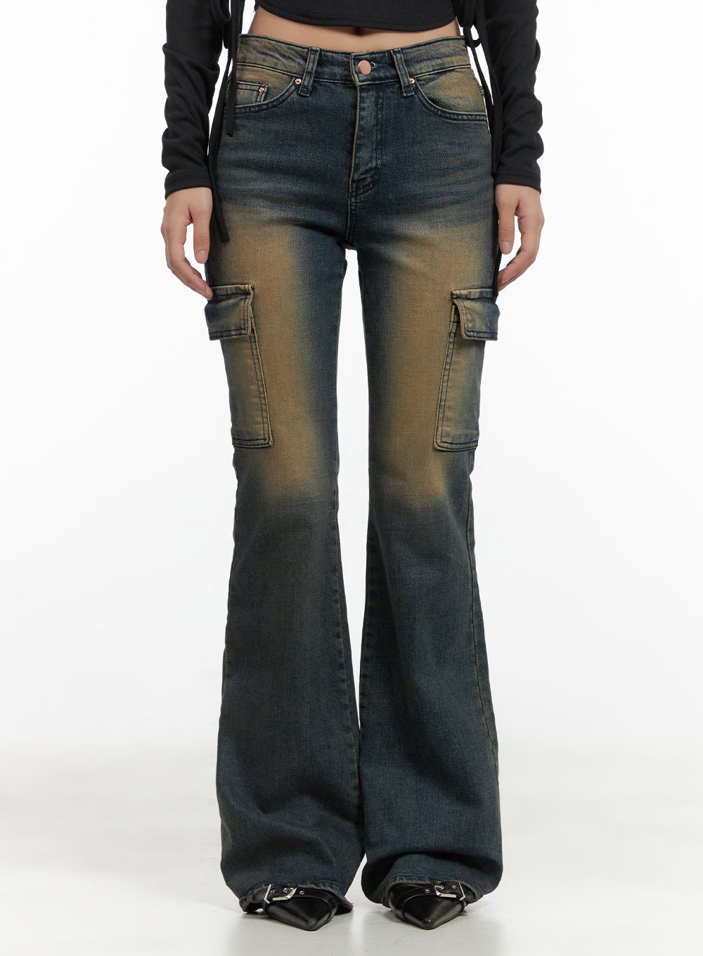 Jada Vintage Washed Pocket Slim Bootcut Jeans CG422