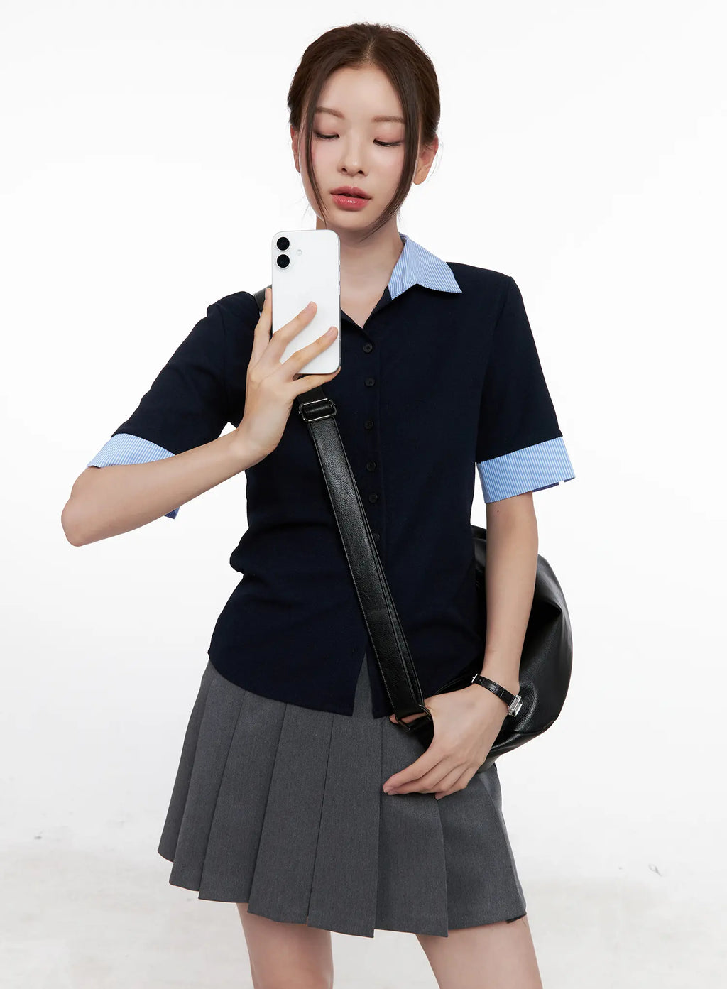 Layered Collar Short-Sleeve Shirt CL524