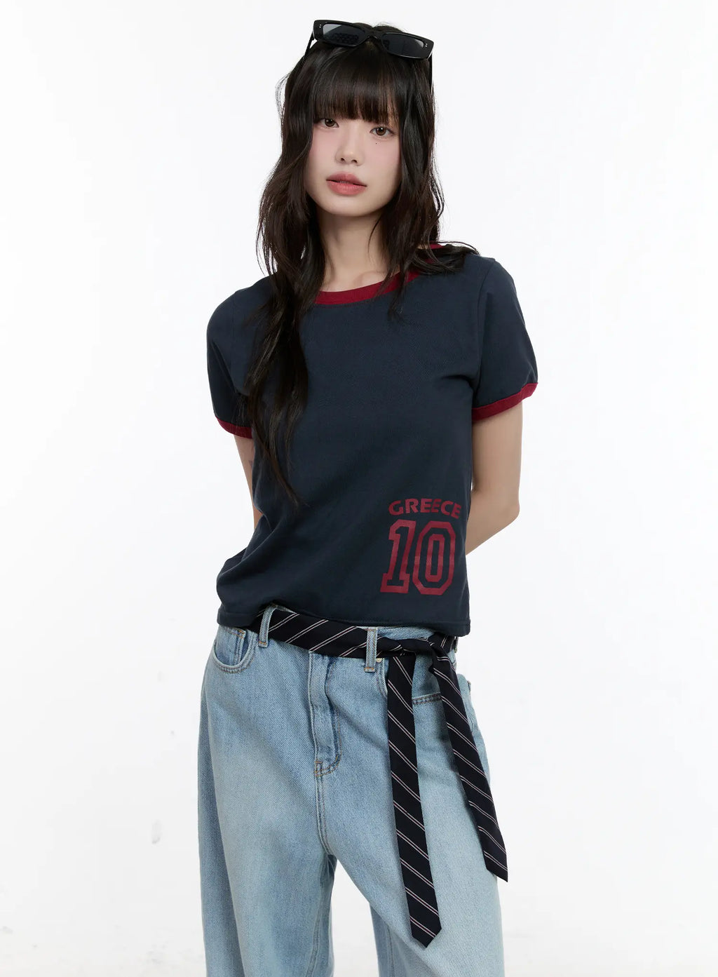 Contrast Trim Graphic Baby Tee CL507