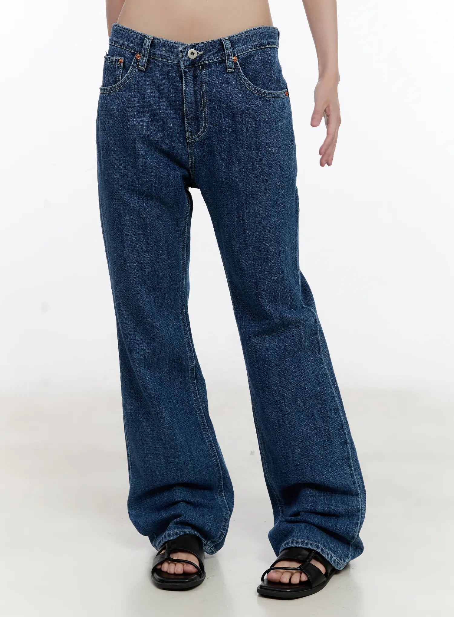 Wonhee Loose Flared Dark-Wash Jeans CL507