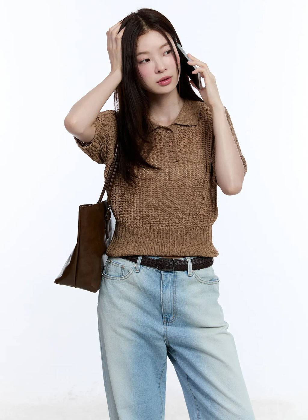 Collared Short Sleeve Sweater CU513