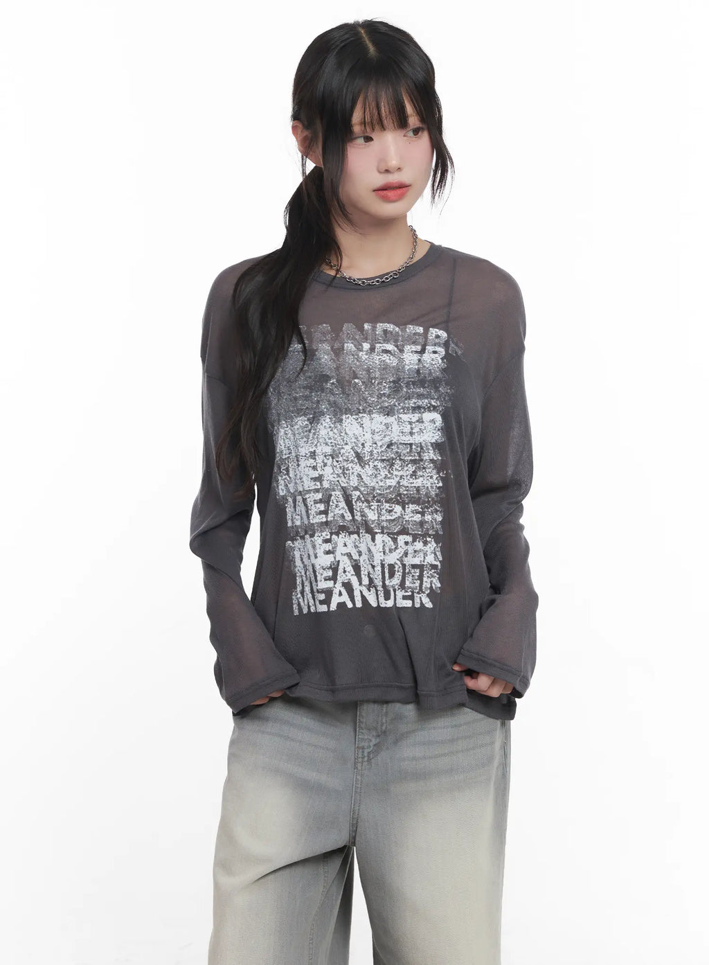 Sheer Graphic Long-Sleeve Shirt  CU520
