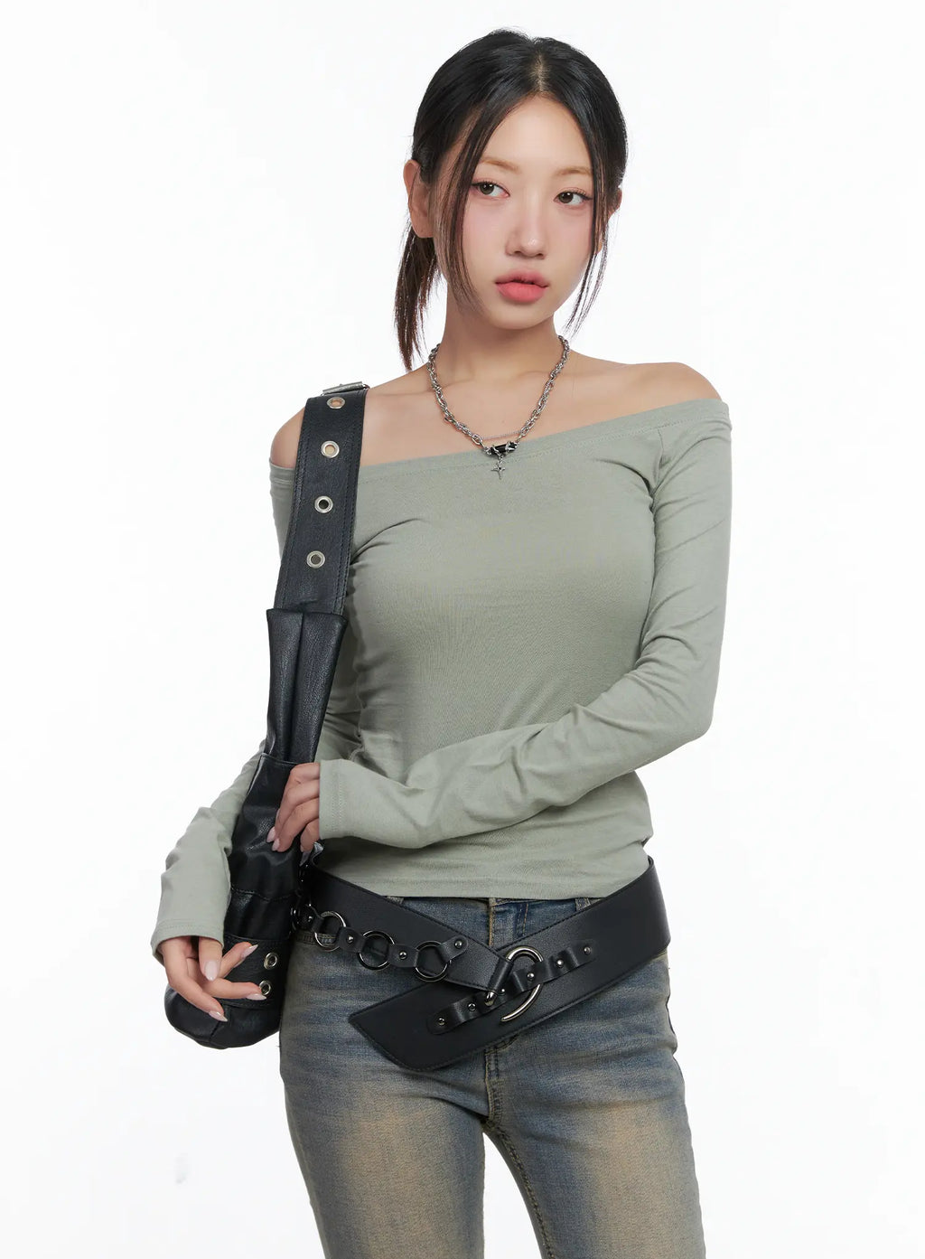 Slim Fit Off-Shoulder Long Sleeve Top CS502