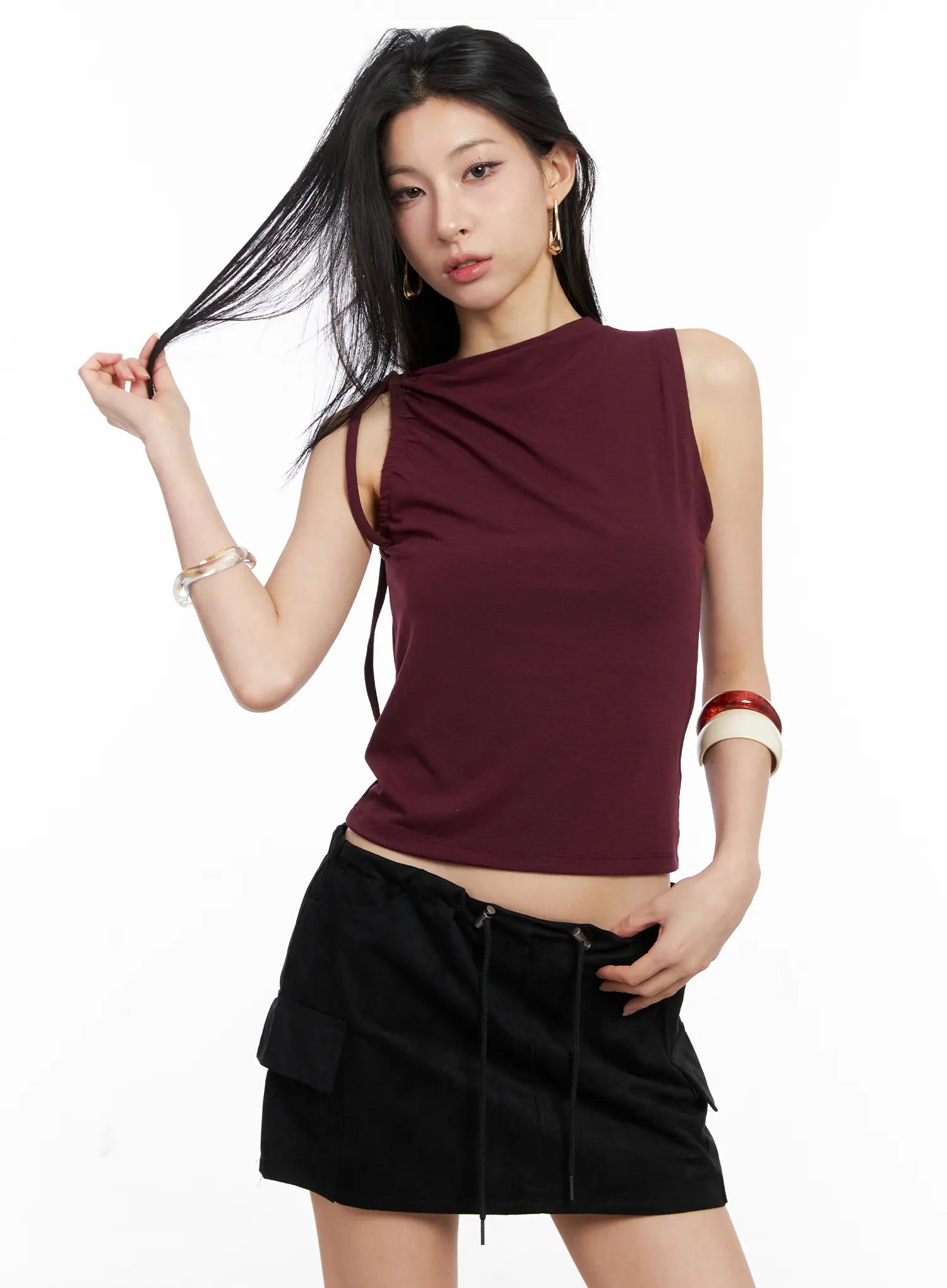 Ruched String Crop Top CC1109