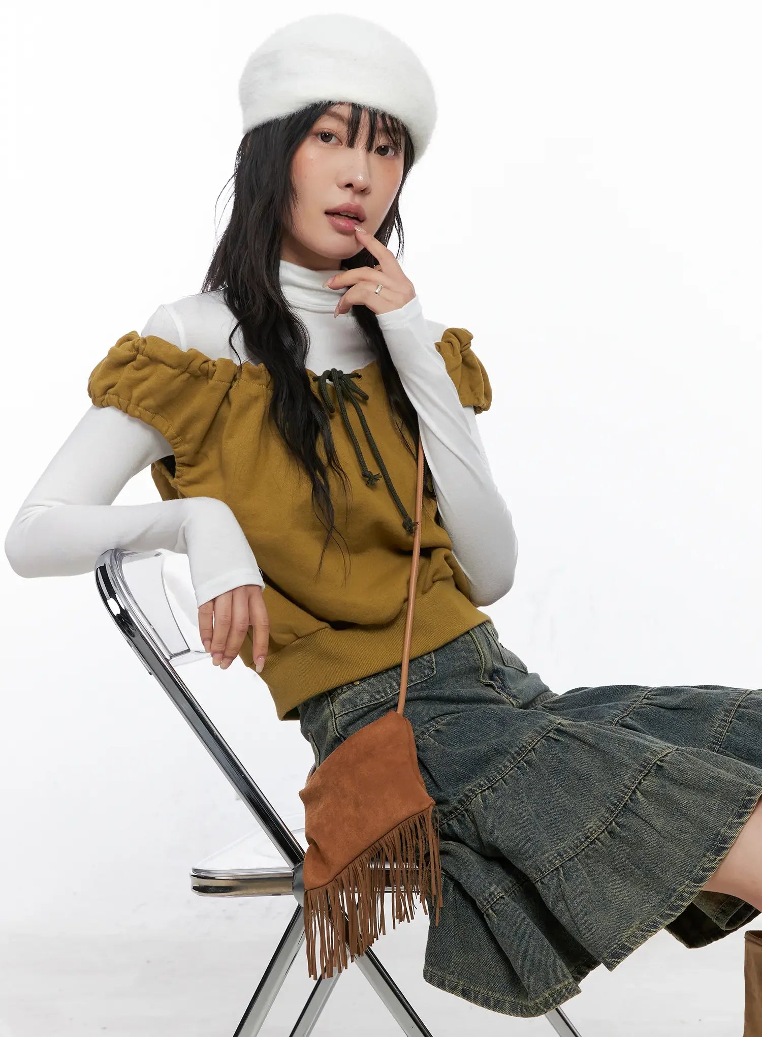 Ruffle Off-Shulder Sleeveless Top CO507