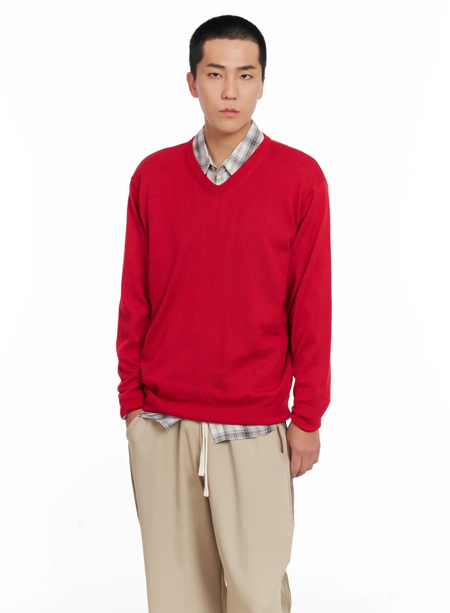 Men's V-neck Knit Pullover IG529