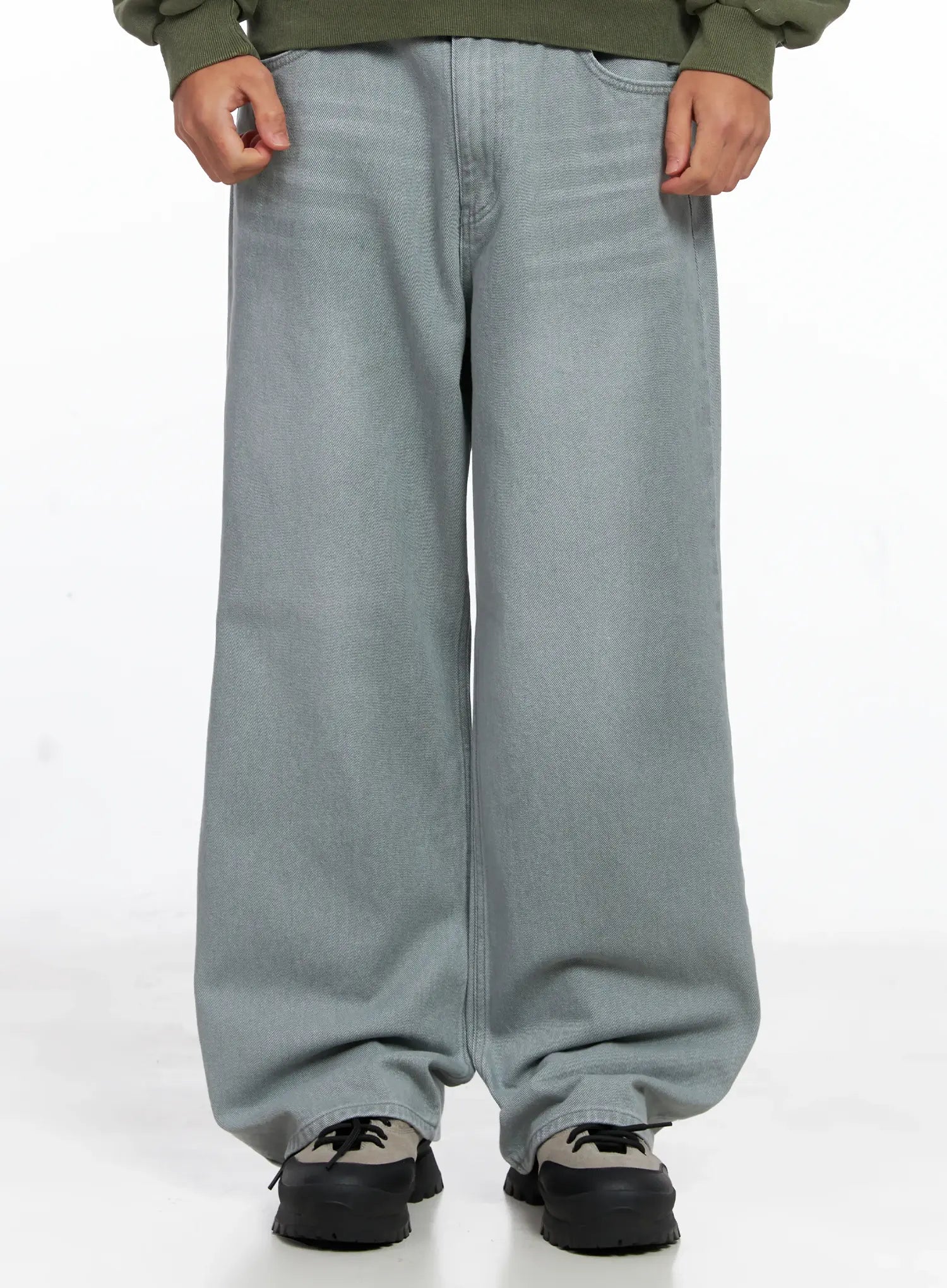 Men's Casual Vintage Washed Wide-Leg Jeans IS509