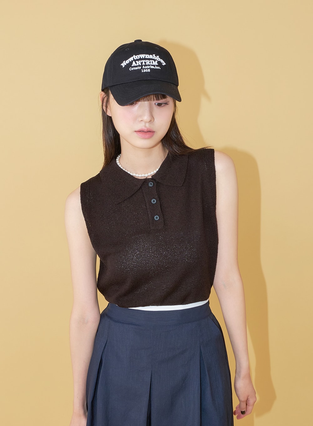 New Town Lettered Cotton Baseball Cap OU13