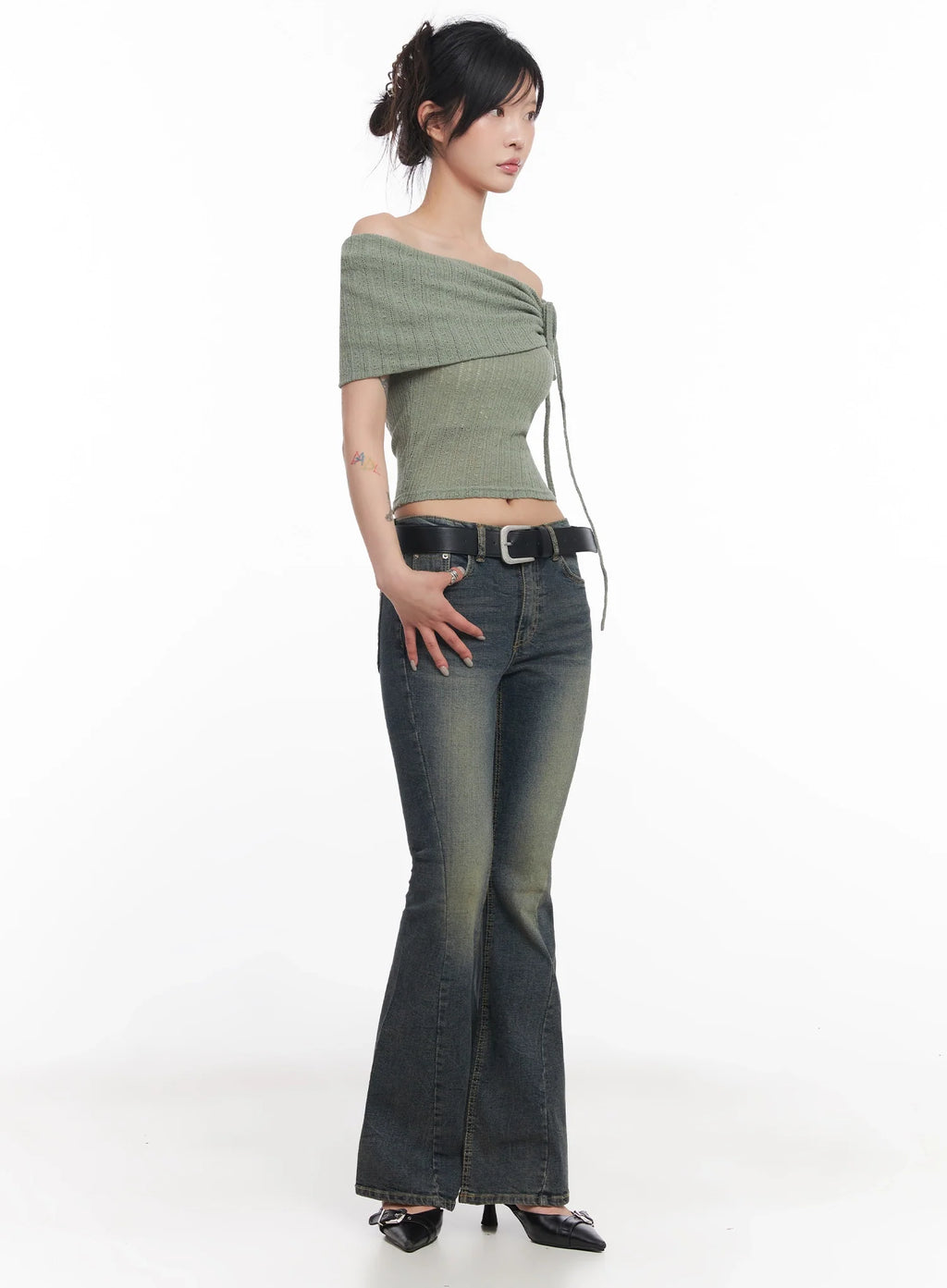 Asa Flared Seamline Denim Pants  IC503