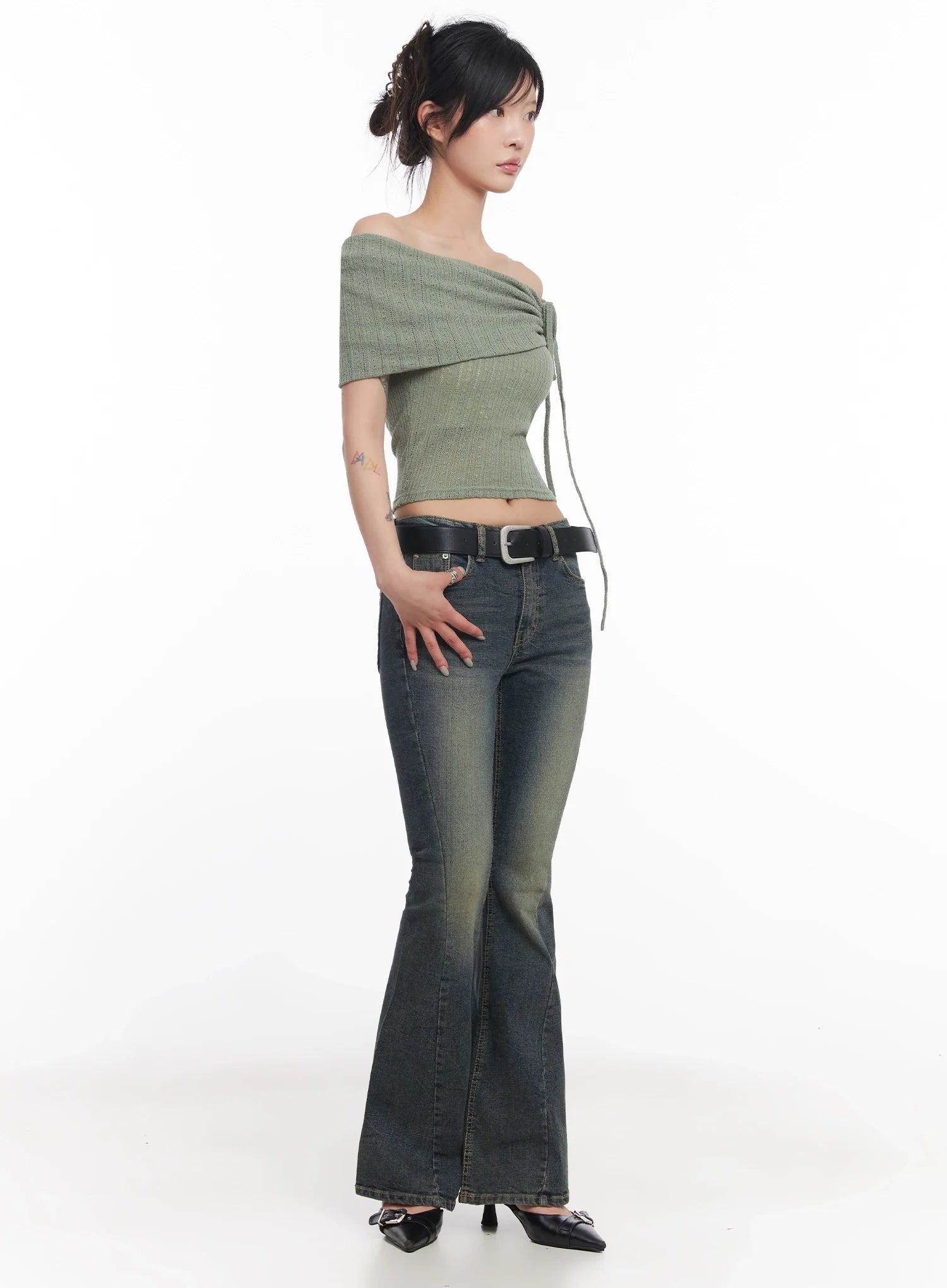Asa Flared Seamline Denim Pants  IC503