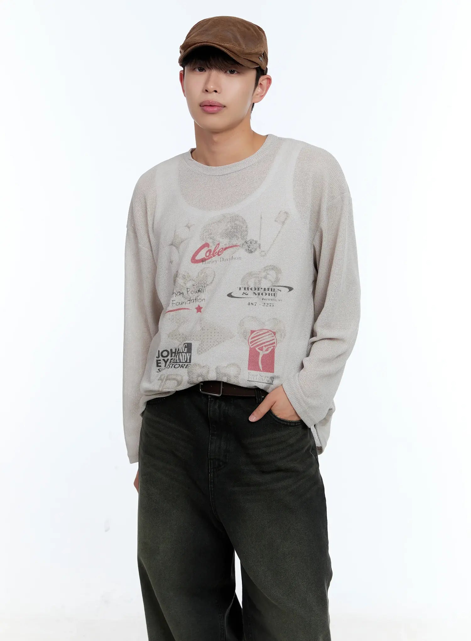 Men's Graphic Linen Long-Sleeve Tee IL515