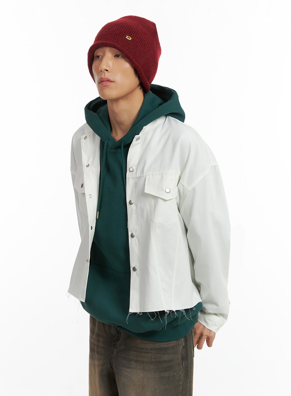 Men's Cotton Buttoned Trucker Jacket IO402