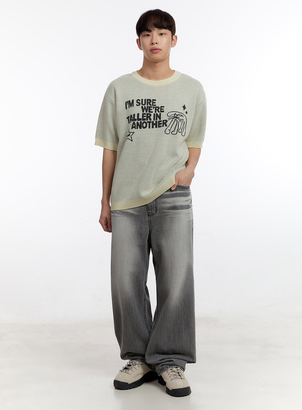 Men's Wide-Fit Washed Jeans IA507