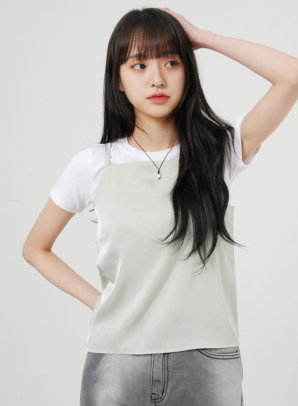 Satin Sleeveless Top OF327