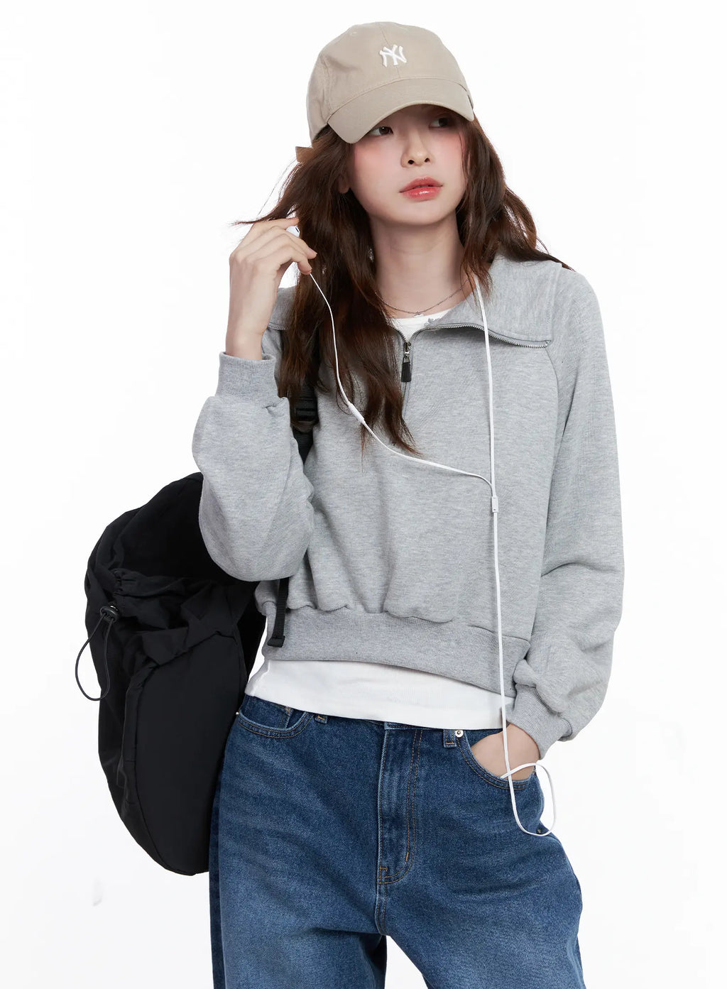 Collar Solid Half-Zip Sweatshirt CG520