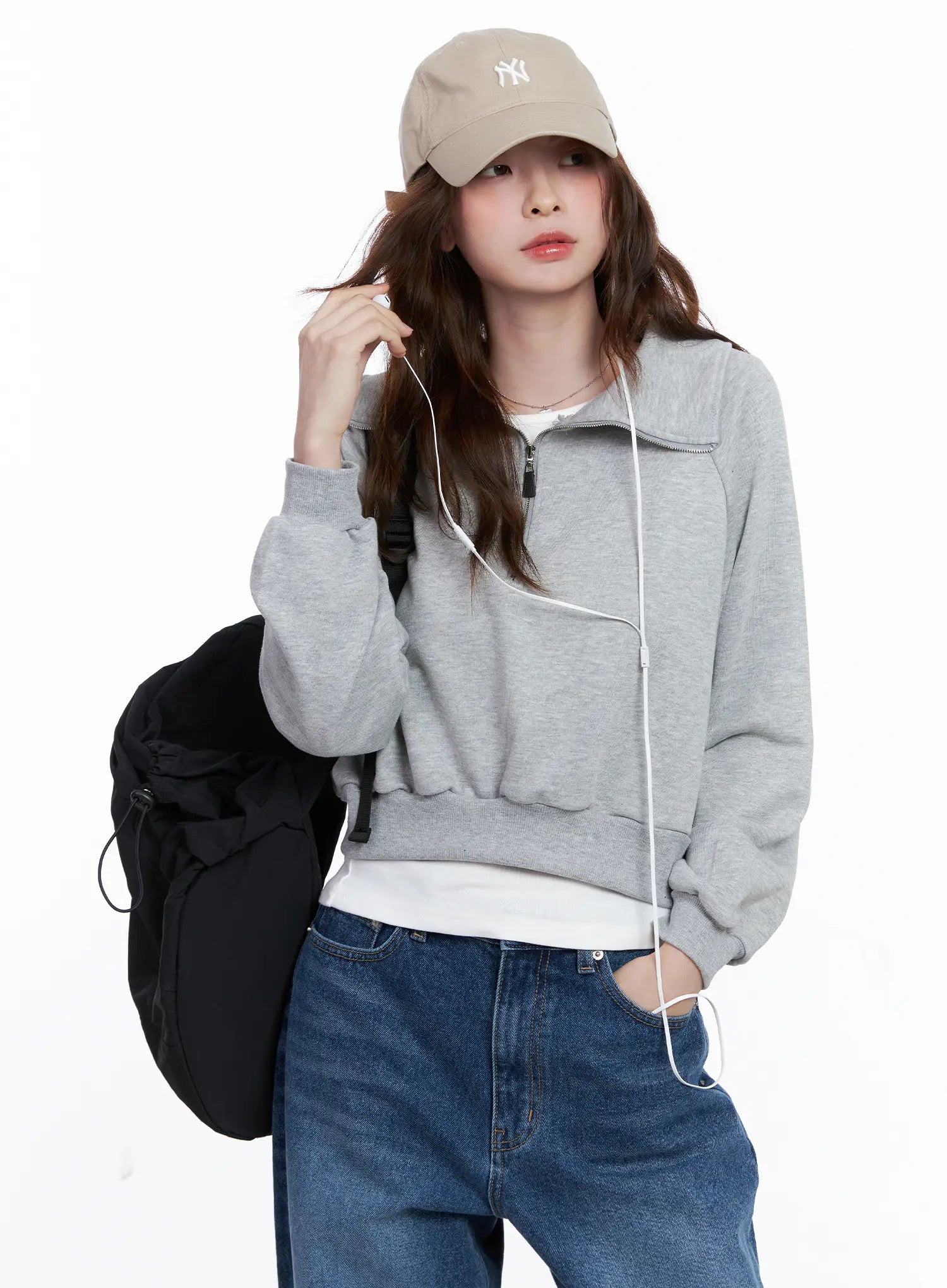 Collar Solid Half-Zip Sweatshirt CG520