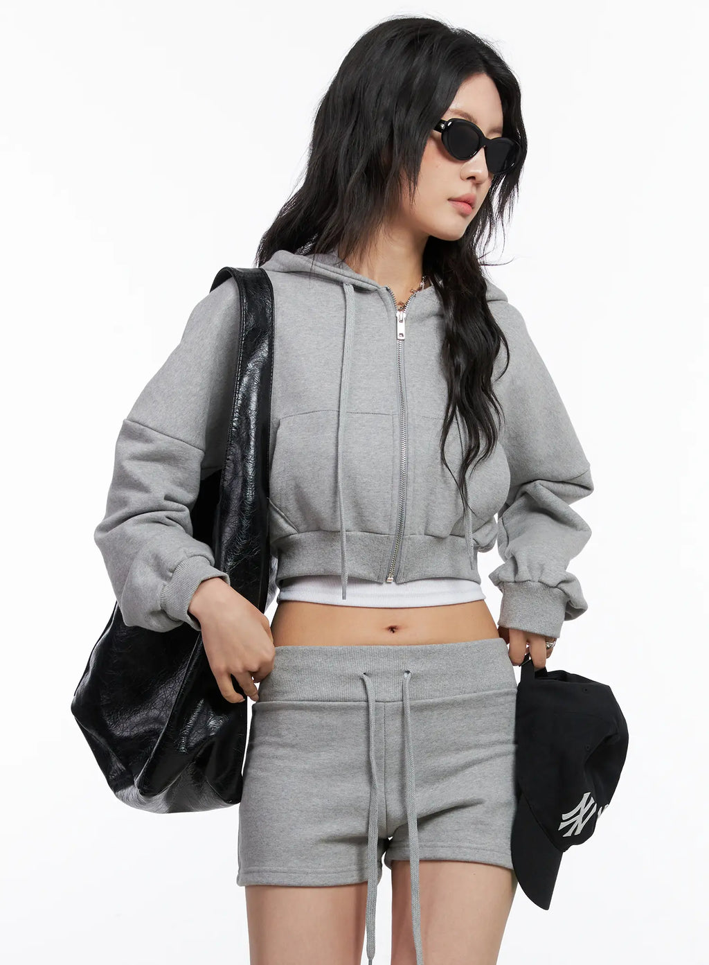 Basic Cropped Zip Hoodie CO507