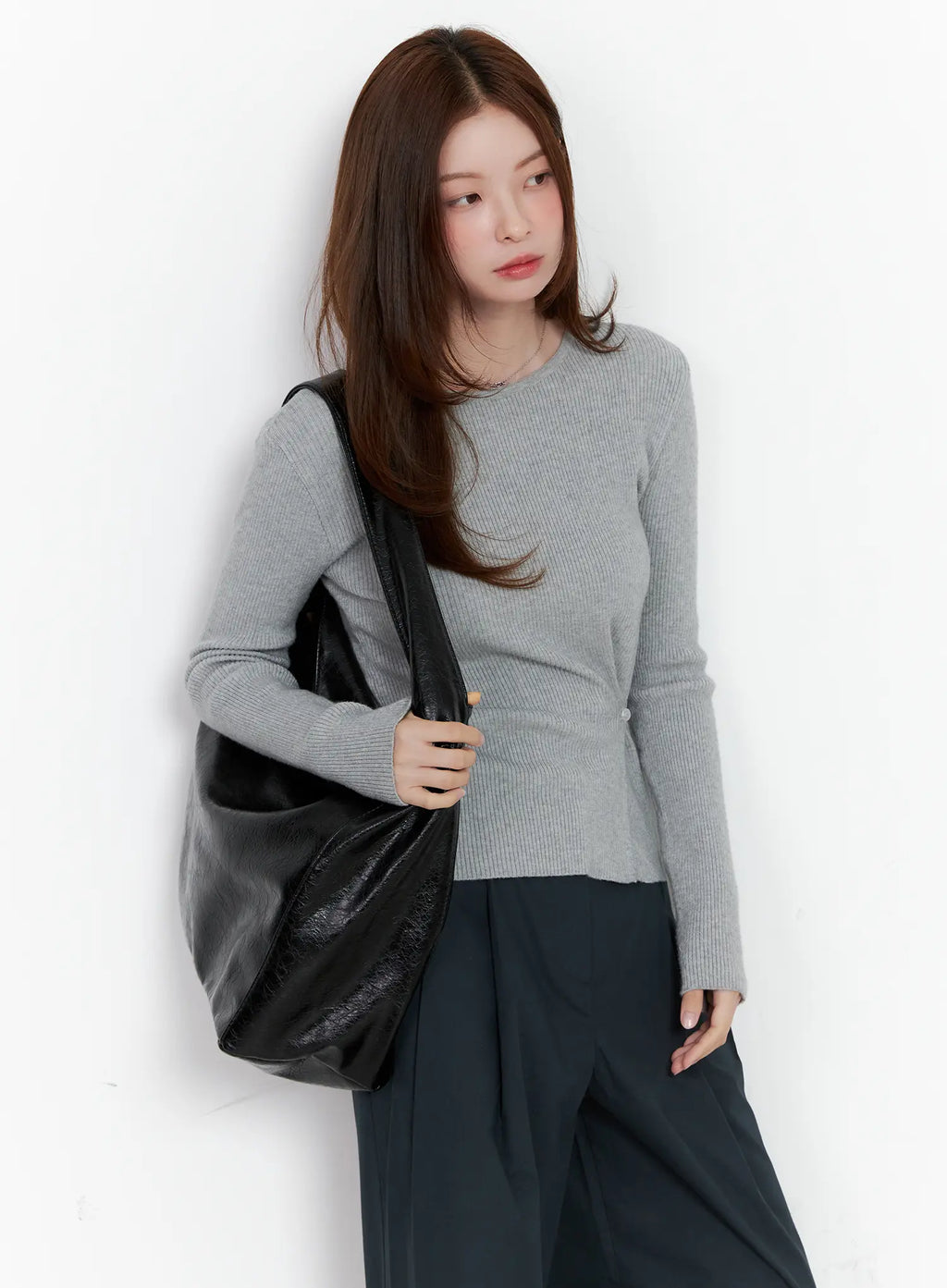 Two-Way Button Side-Slit Knit Top CG521