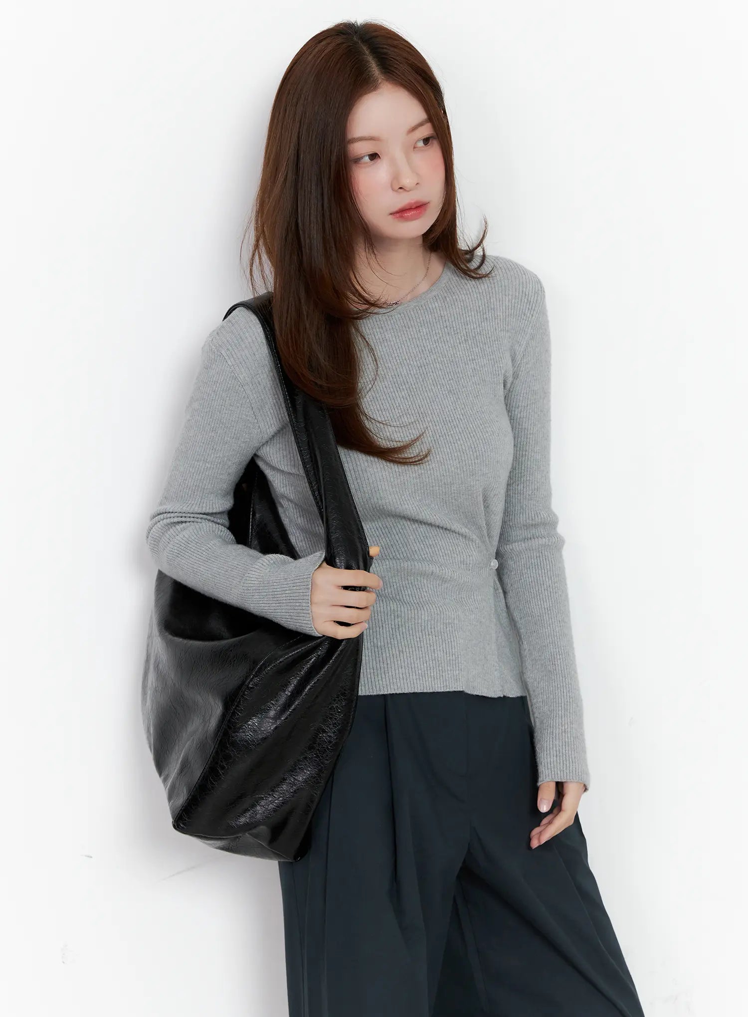 Two-Way Button Side-Slit Knit Top CG521