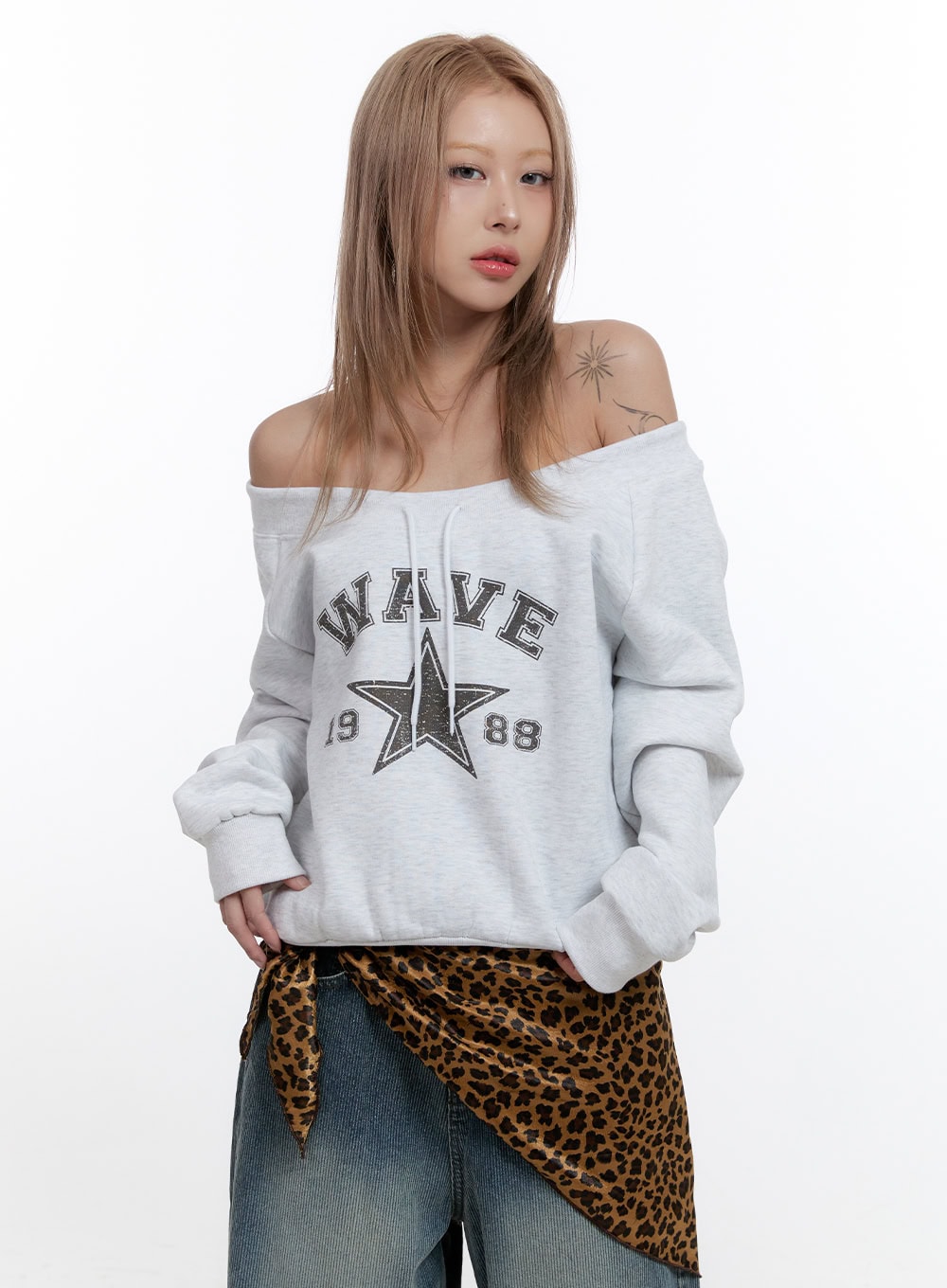 Off-Shoulder Loose Fit Hoodie CN422