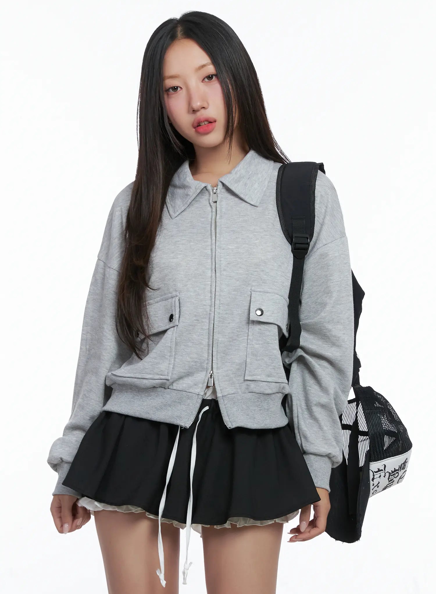 Collared Pocket Zip-Up Jacket