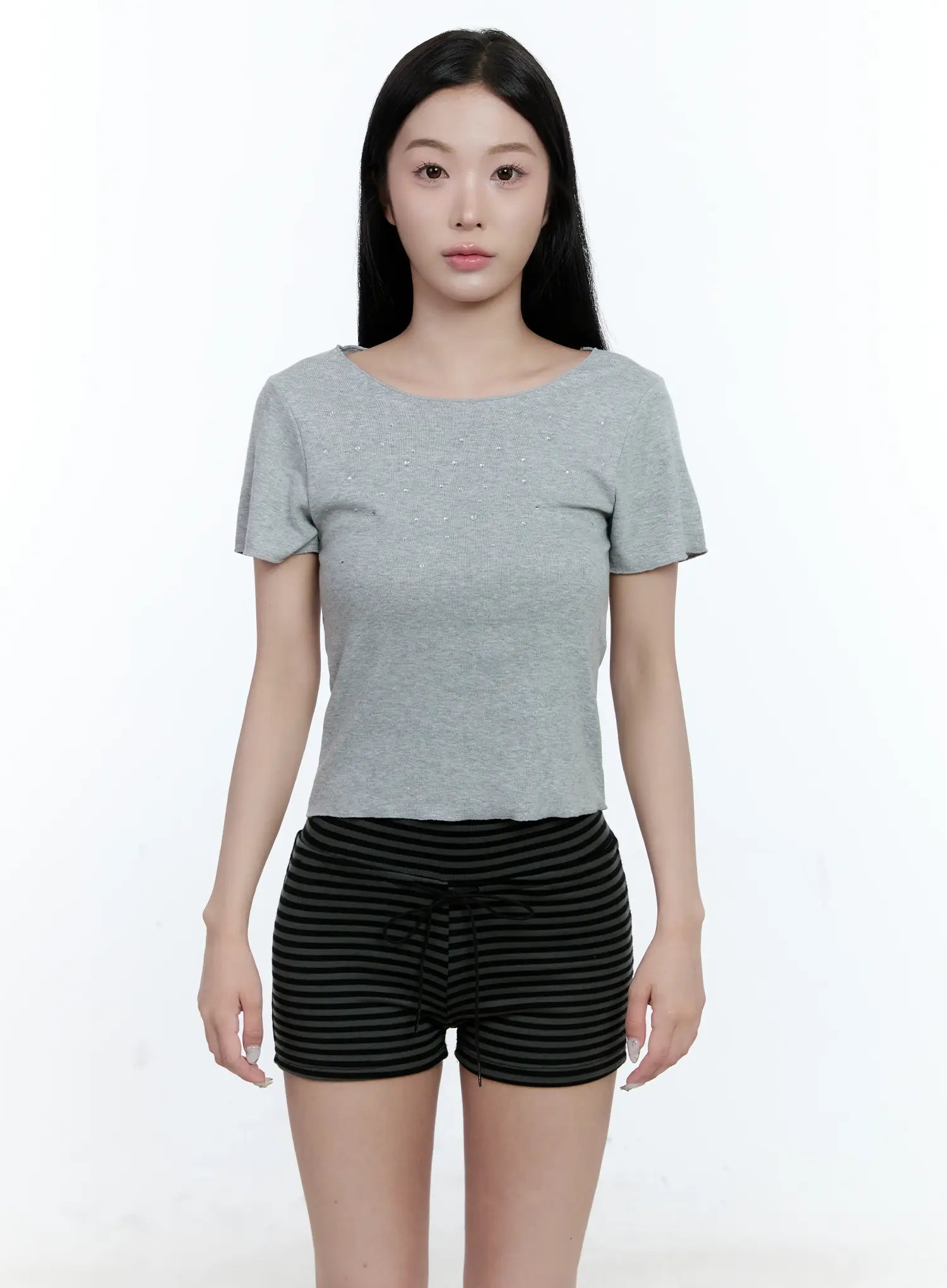 Bead Embellished Crop Tee CG501