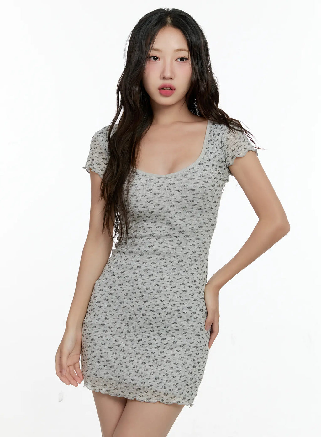 Scoop-Neck Floral Dress CL531