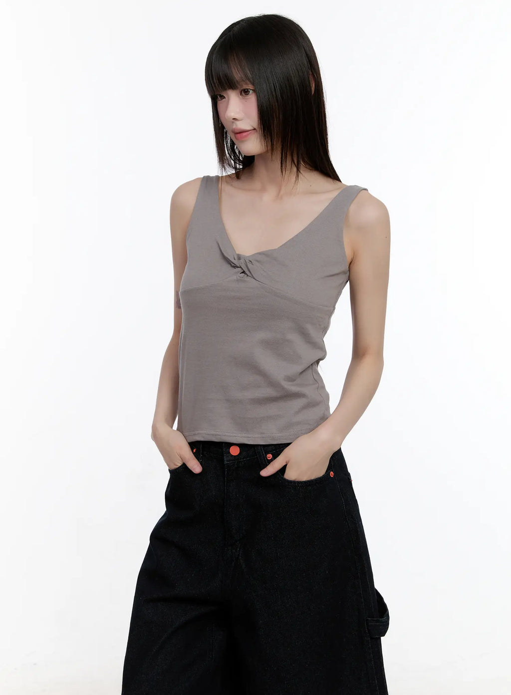 Twist Detail V-Neck Sleeveless Top CL504