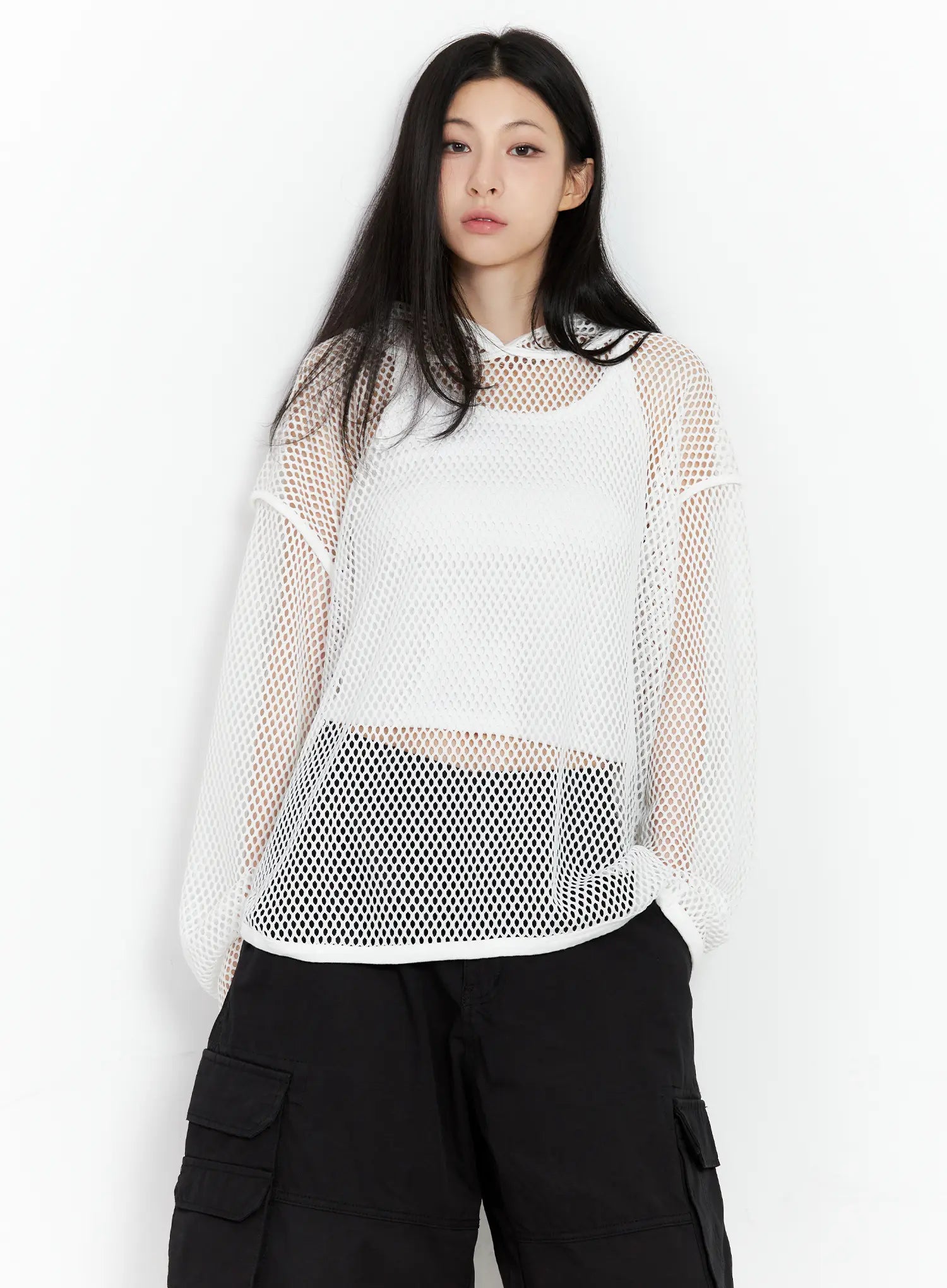 Oversized Mesh Hoodie CU530