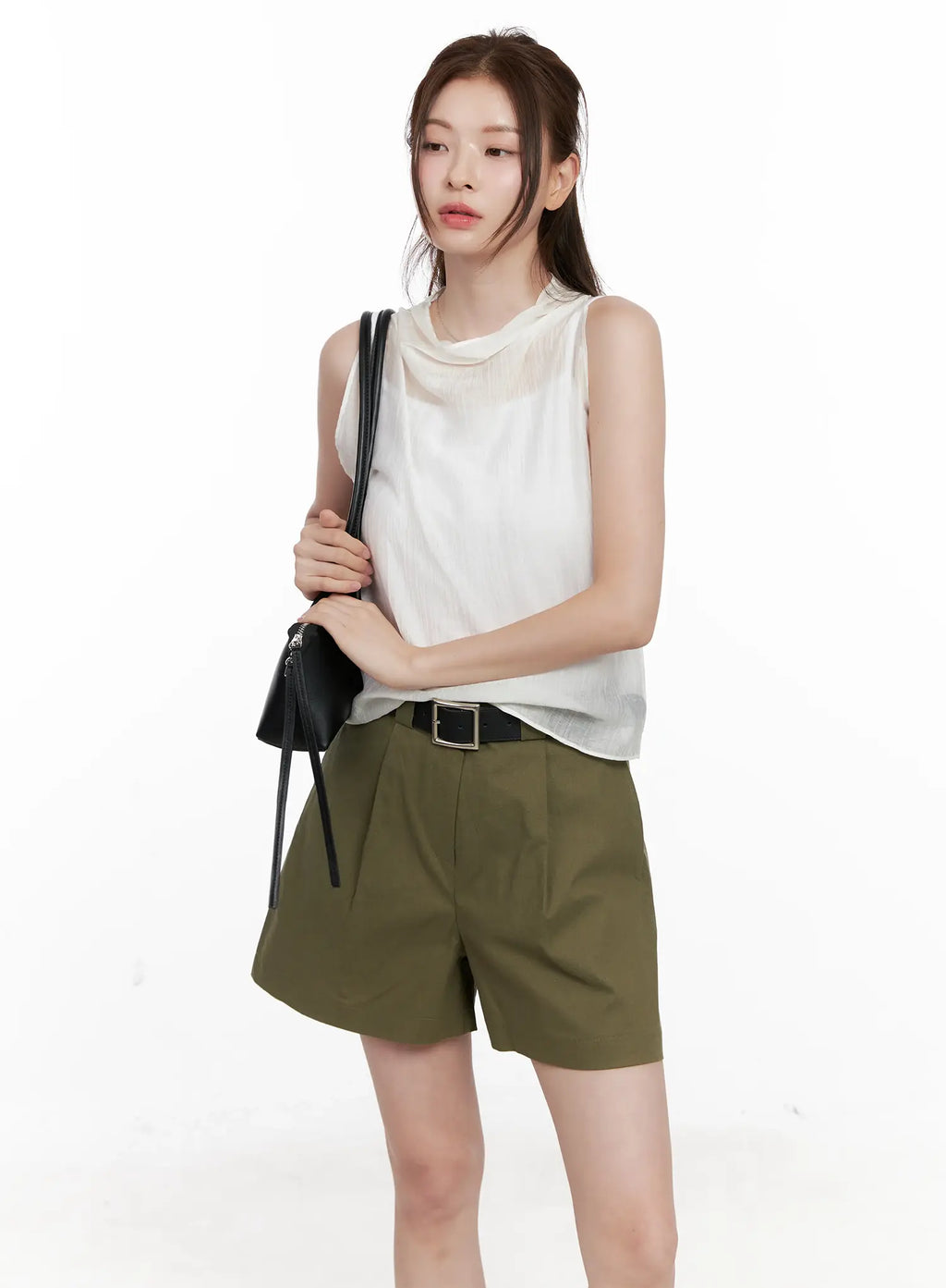 Draped Button Sleeveless Blouse CL523