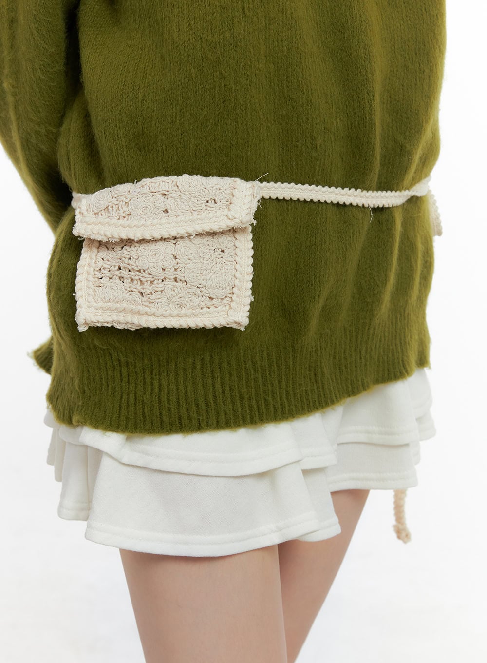 Elegant Lace Cotton Belt with Pocket CS410