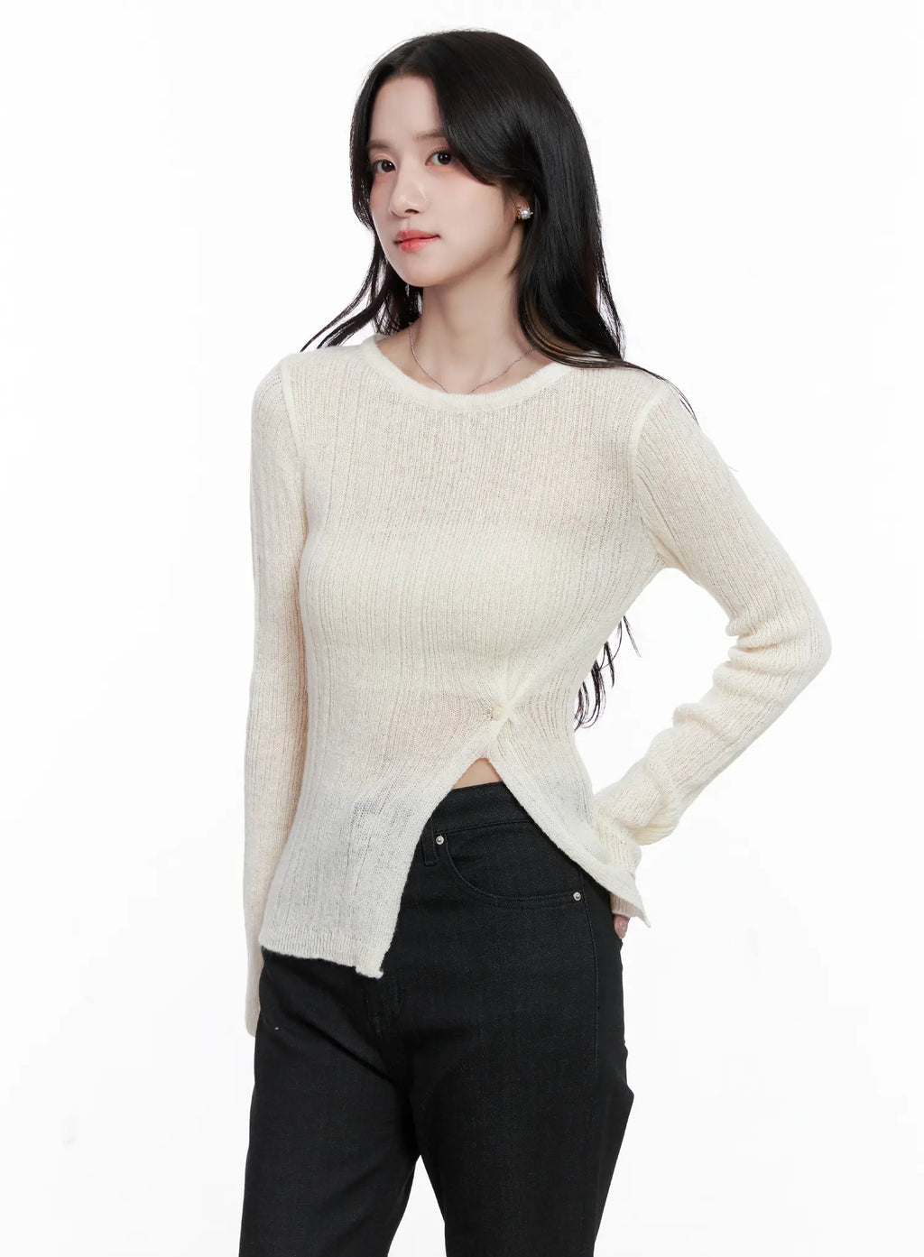 Side Cut Slim Long Sleeve top CS523