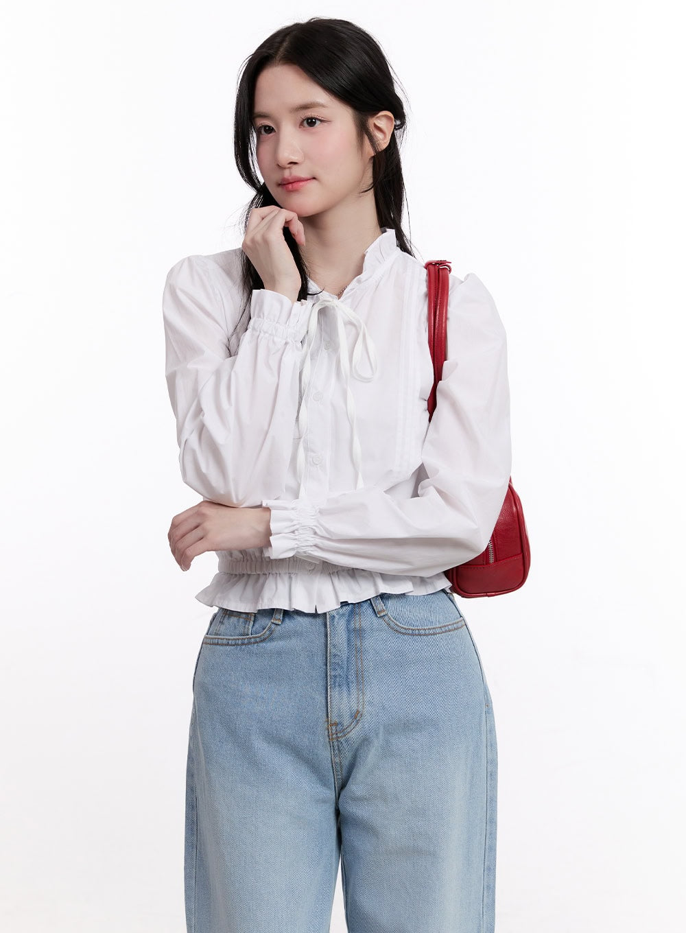 Ribbon Frill Long Sleeve Blouse CM526