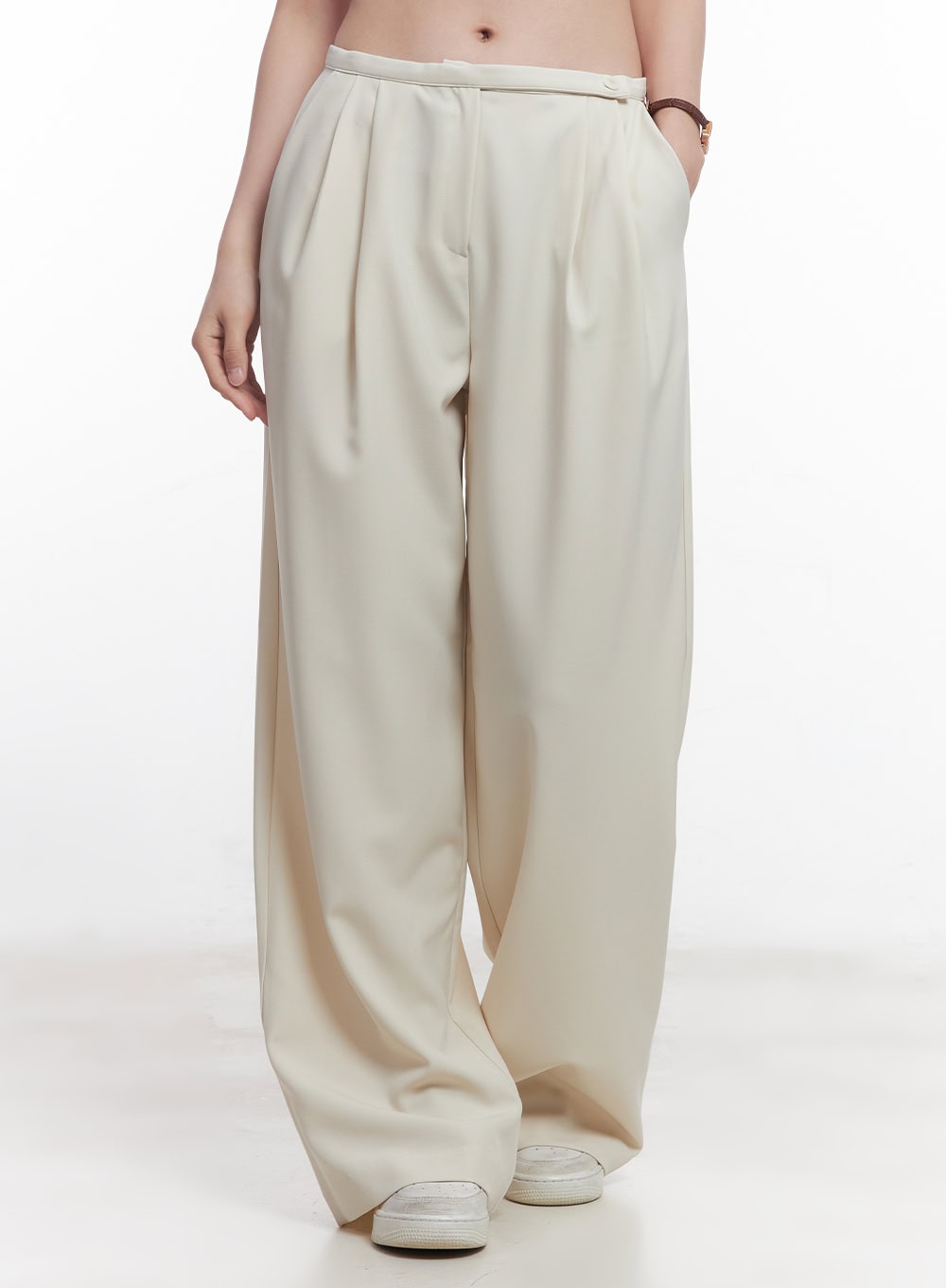 Elegant Pintuck Wide-Fit Trousers CY519