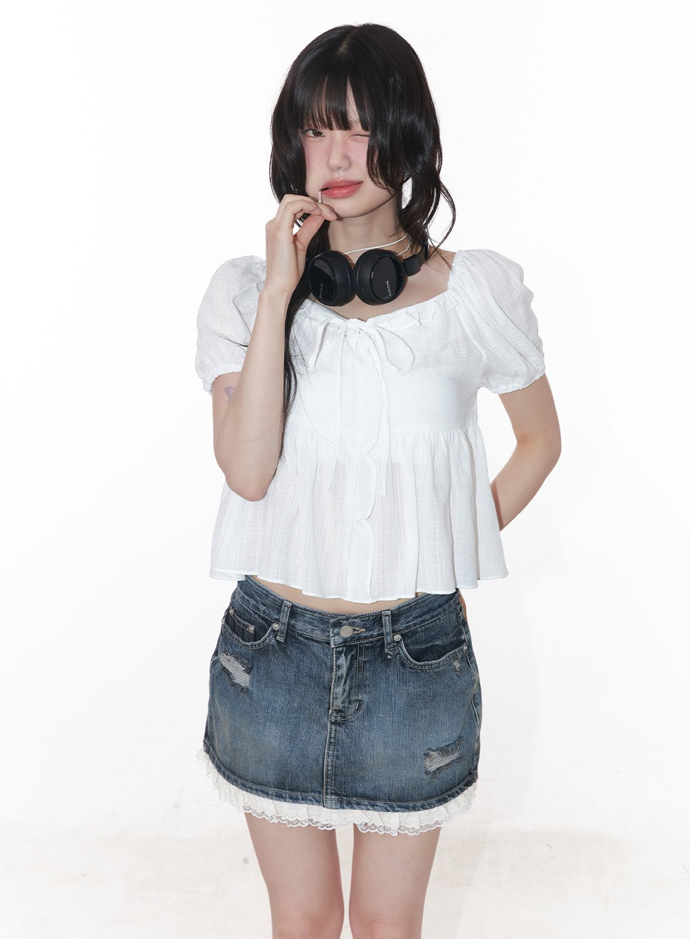 Puffed Short-Sleeve Blouse CY521
