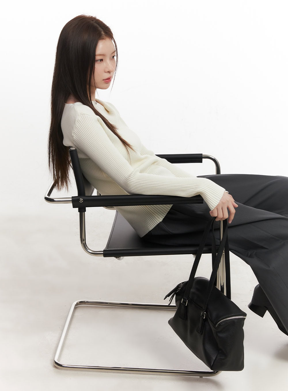 Asymmetric Ribbed Slim-Fit Sweater CA502