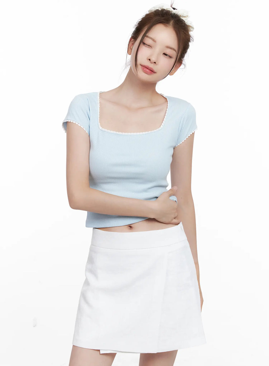 Ribbed Lace Baby Tee CL524