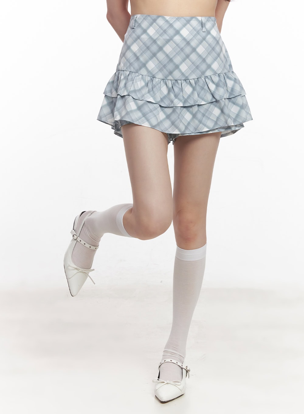 Frill Plaid Print Mini Skirt CY521