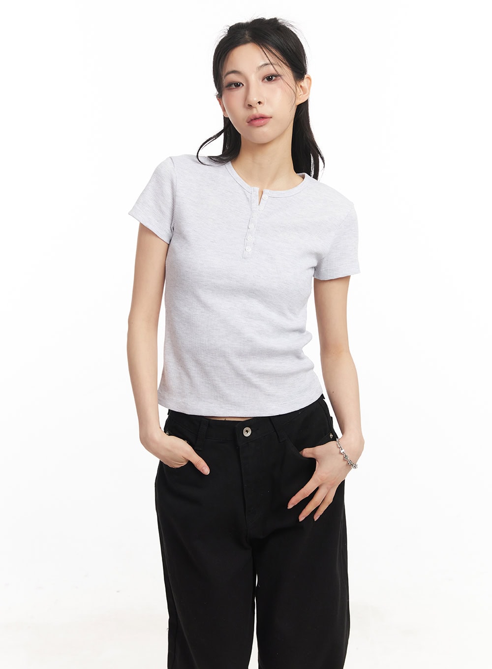 Essential Henley Button Top CA516