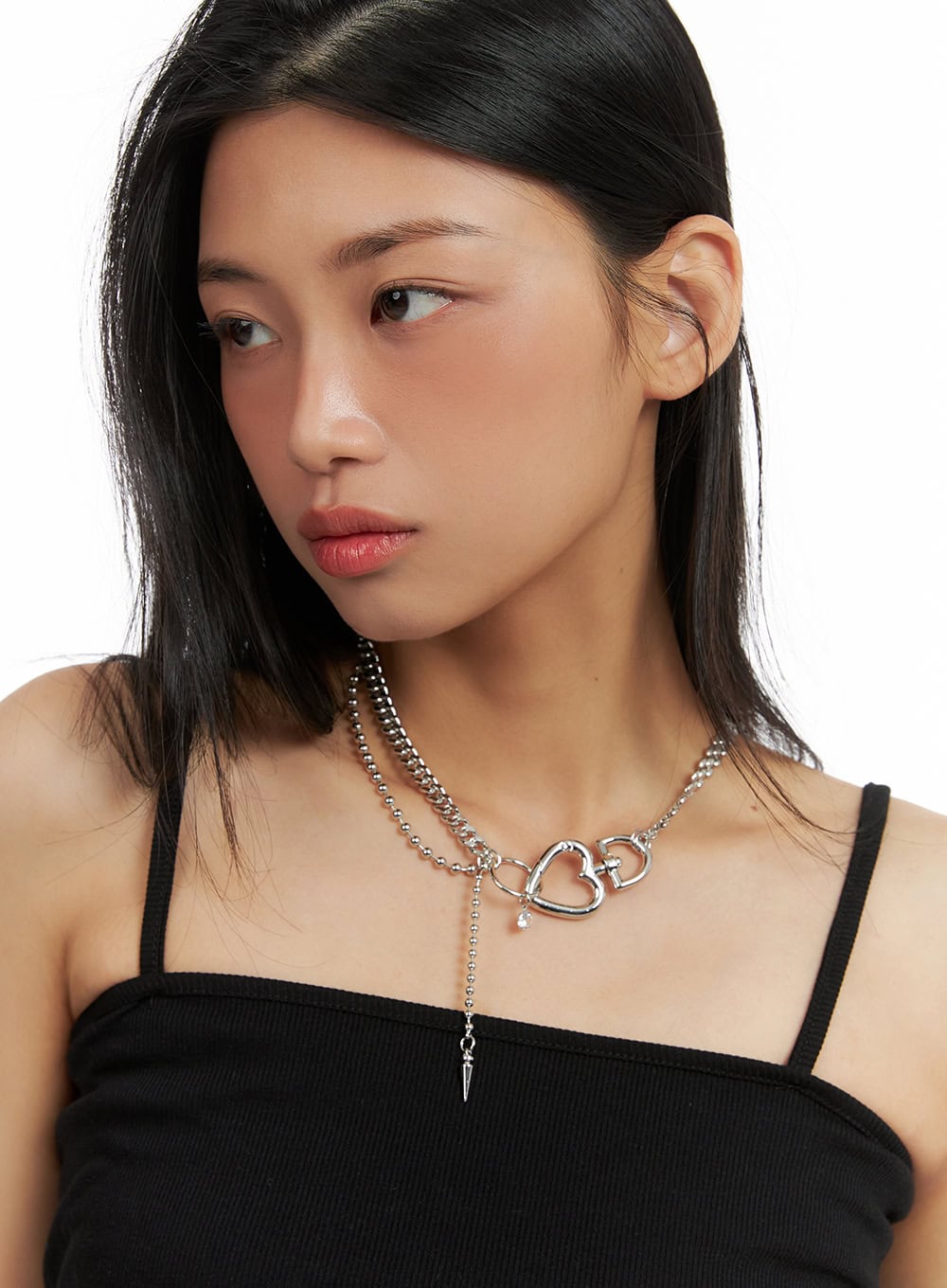 Double Chain Heart Necklace CA424