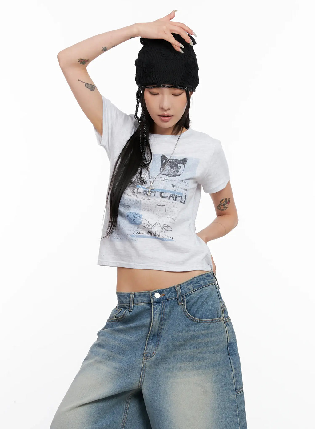 Kitty Graphic Cropped Tee CL525