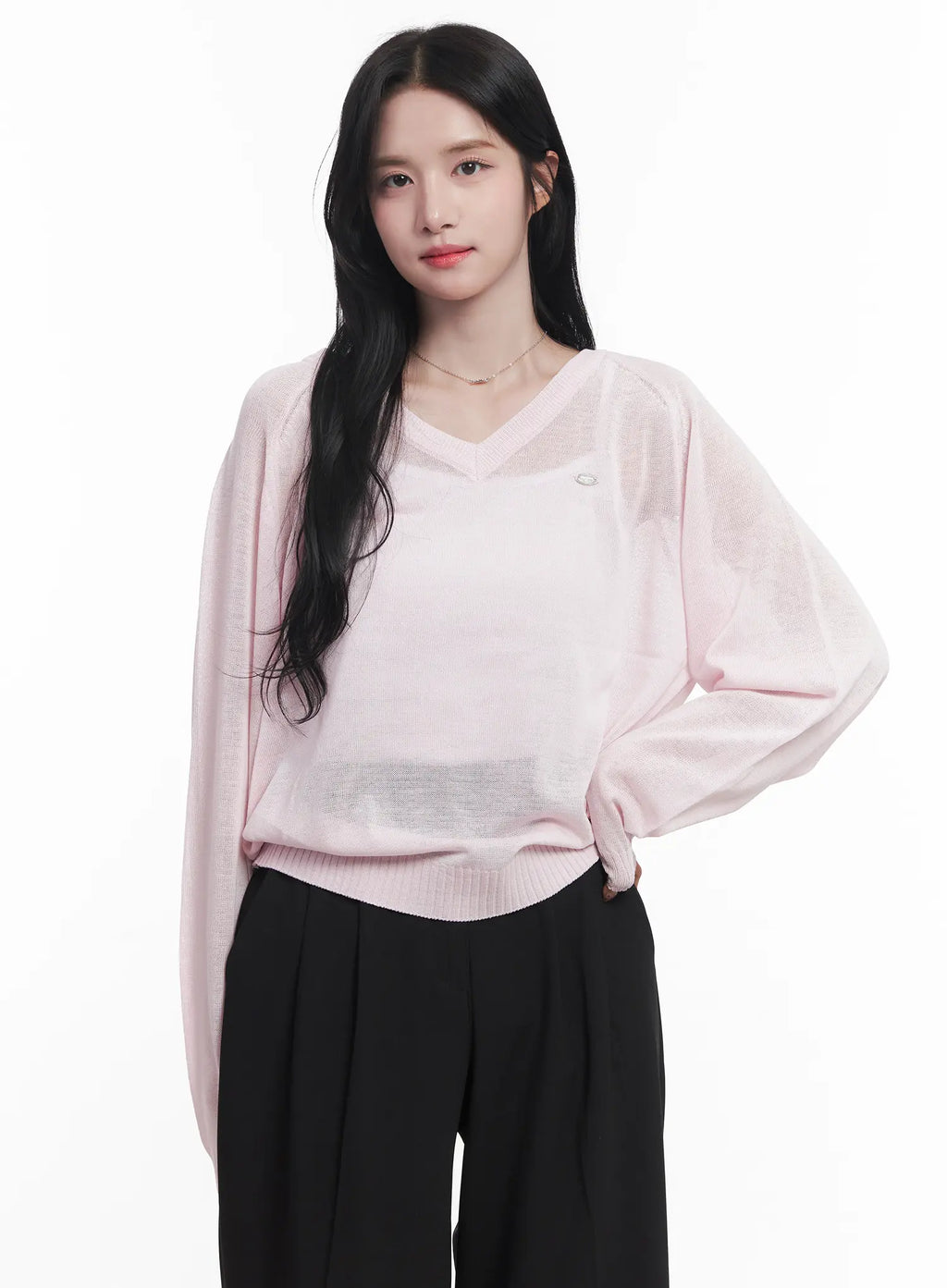 Sheer V-Neck Sweater CU523