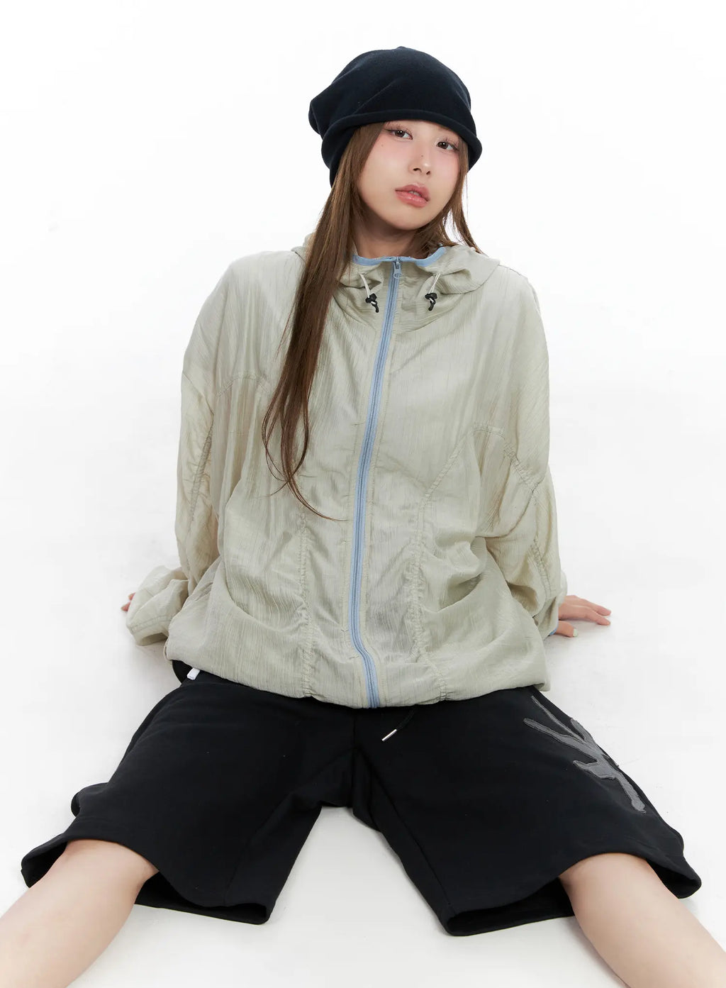Oversized Ruched Windbreaker CL511