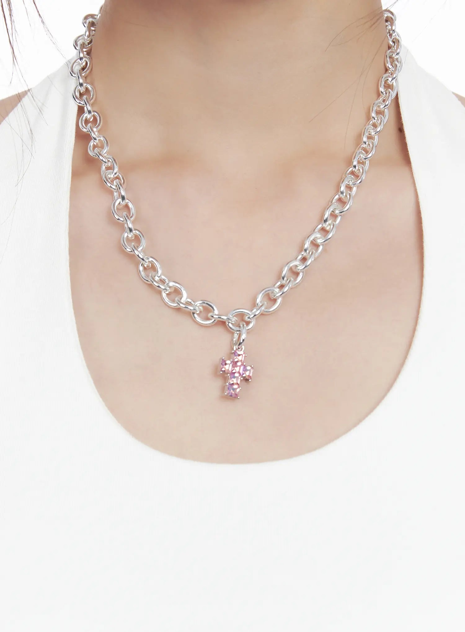 Layered Cross Charm Necklace CG519