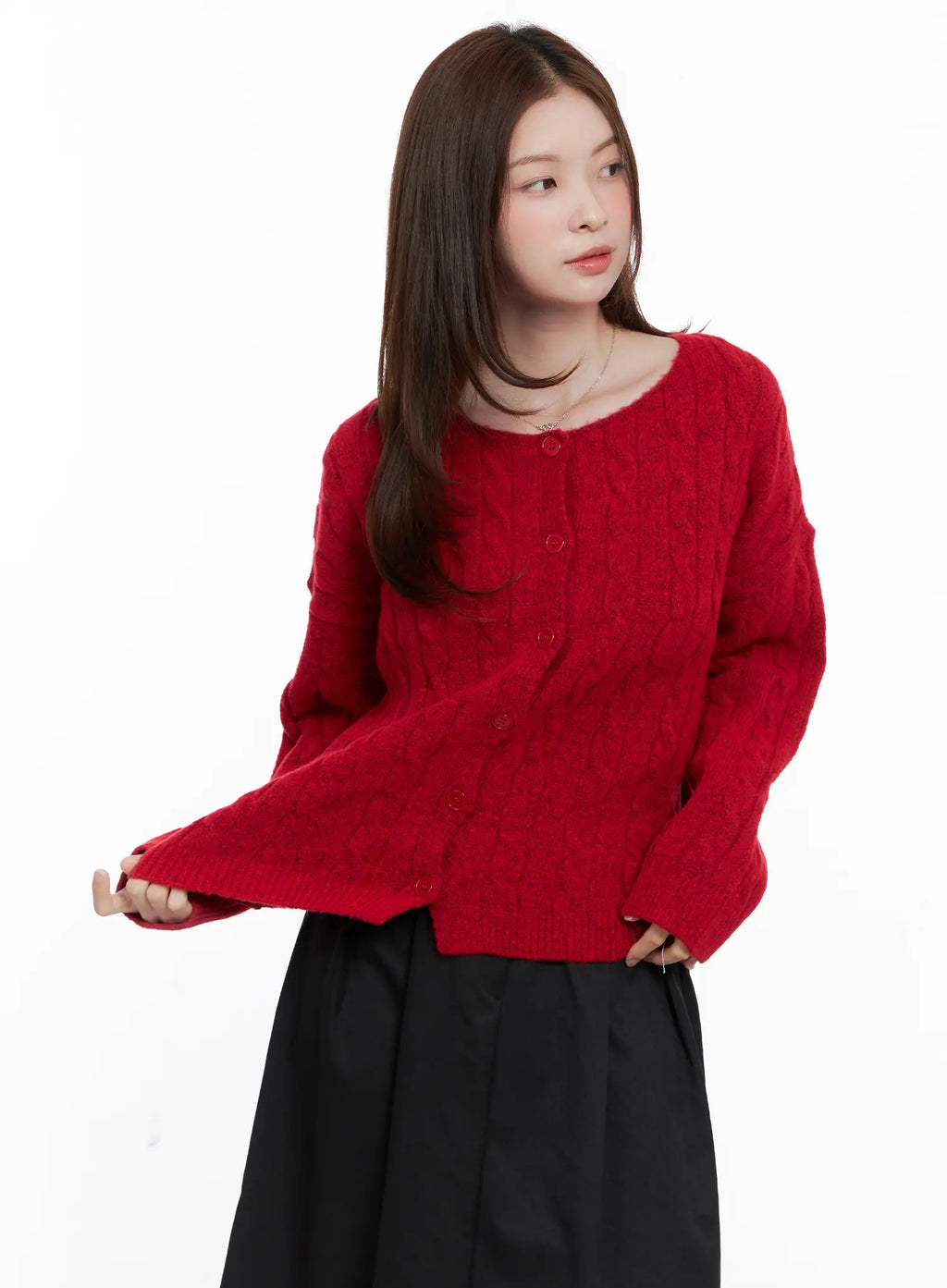 Loose-Fit Cable Knit Cardigan CG521