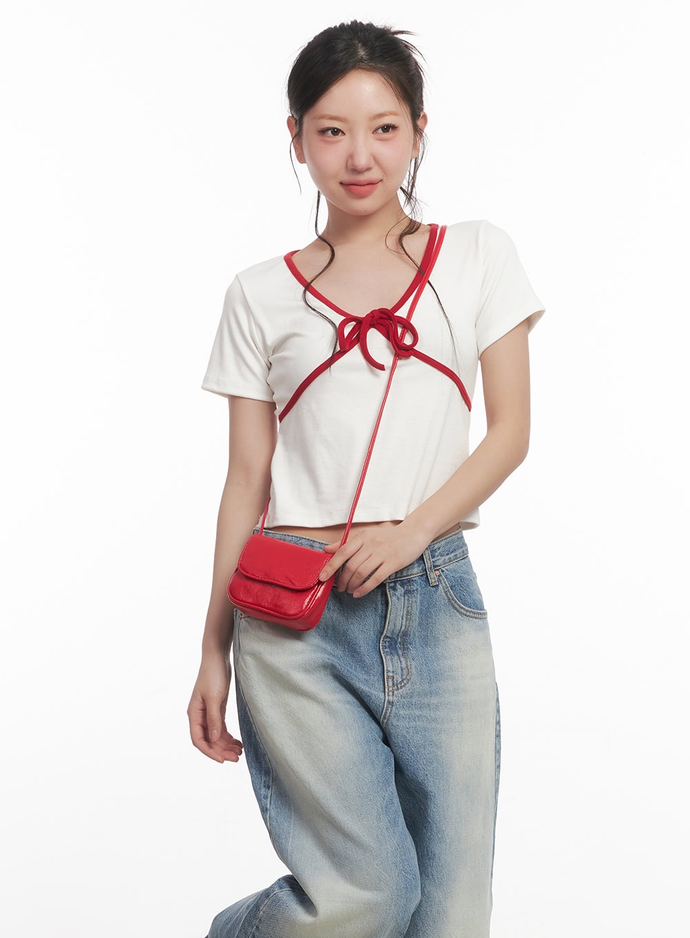 Ribbon V-Neck Crop Top CA530